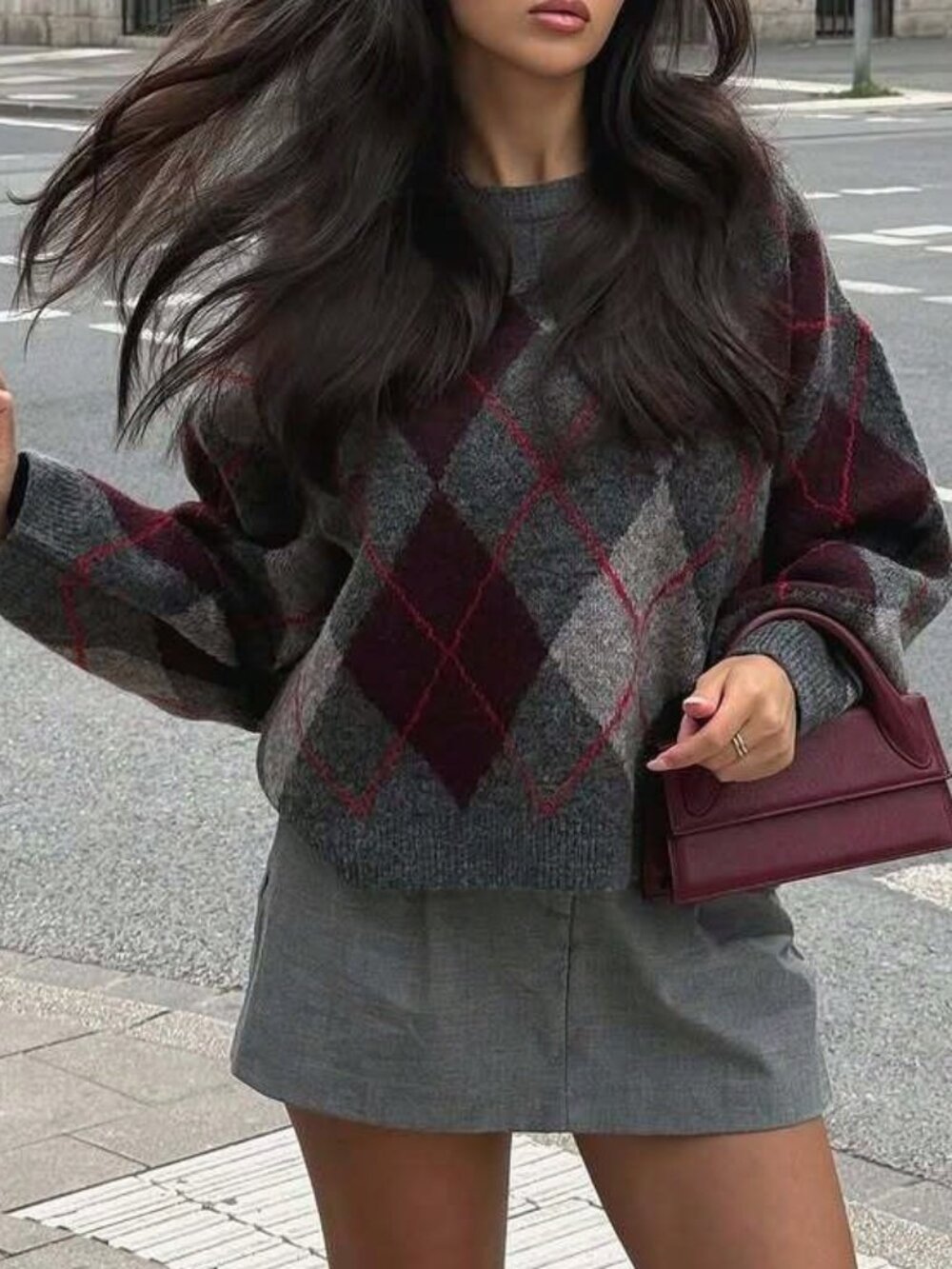Multicolor Casual Women's Rib-Knit Loose Round Neck Regular Pullover